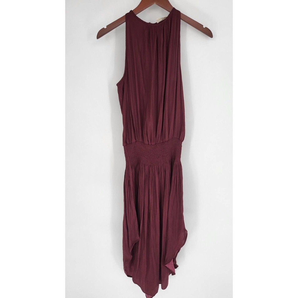 Molly Green Maroon Sleeveless Smocked Waist Dress Women's S